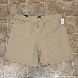 IZOD Mens Khaki Comfort Stretch Modern Fit Flat Front Shorts Size 44โ NWT